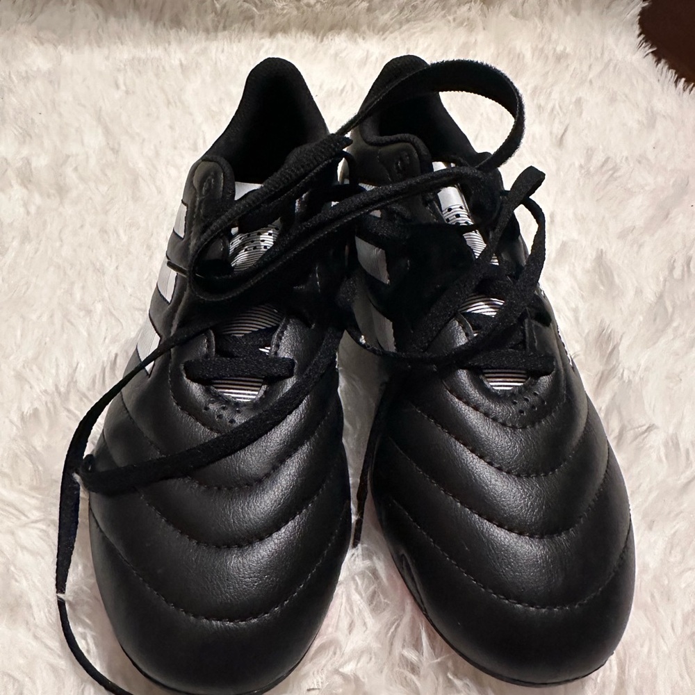Adidas Black Athletic Shoes with White Stripes - Picture 2 of 3